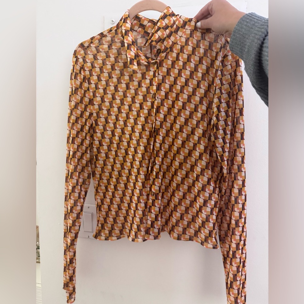 Zara Multicolor Checkered Long Sleeve Shirt